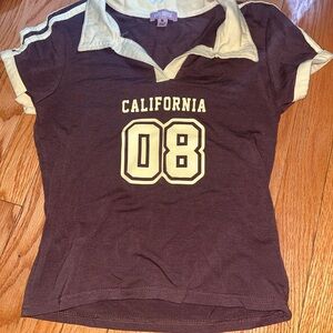 Faded Rose California '08 Brown Tank Top with Cream Trim